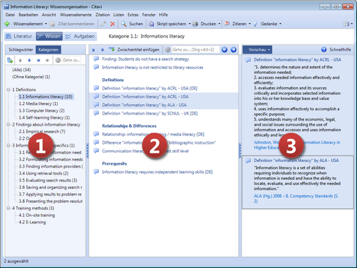 Der Programmteil Wissensorganisation