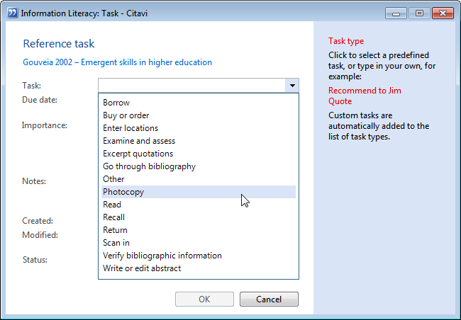 Choosing a task